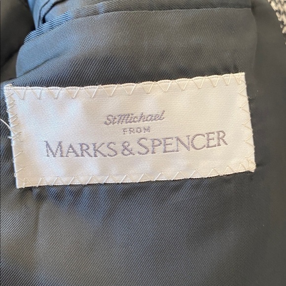 Marks & Spencer Cashmere Wool Black and White Houndstooth Blazer Short classic - Picture 14 of 16